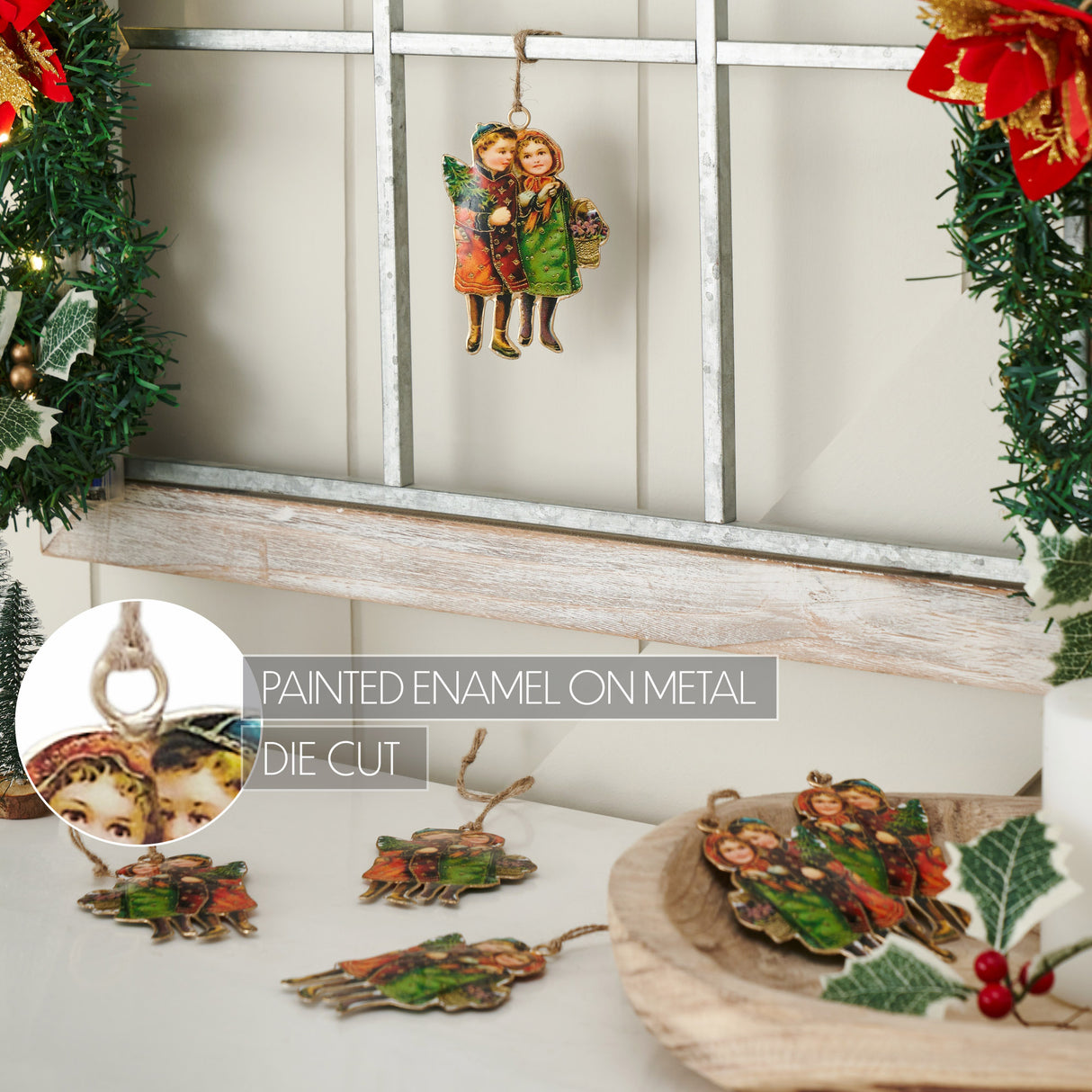 Winter Nostalgia Metal Ornament Set of 6 - 4.25 inch