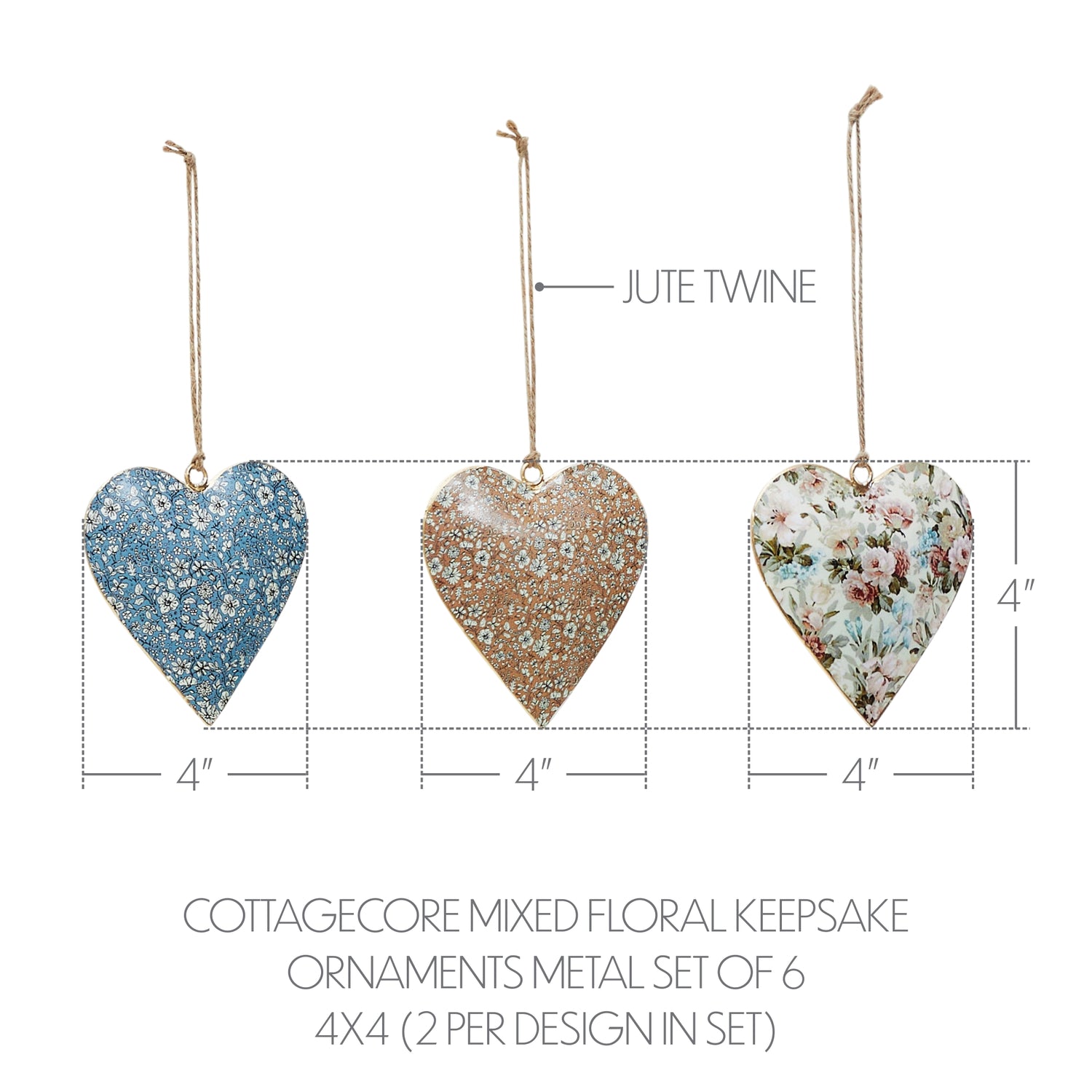 Metal Ornament Set of 6 - 4 inch