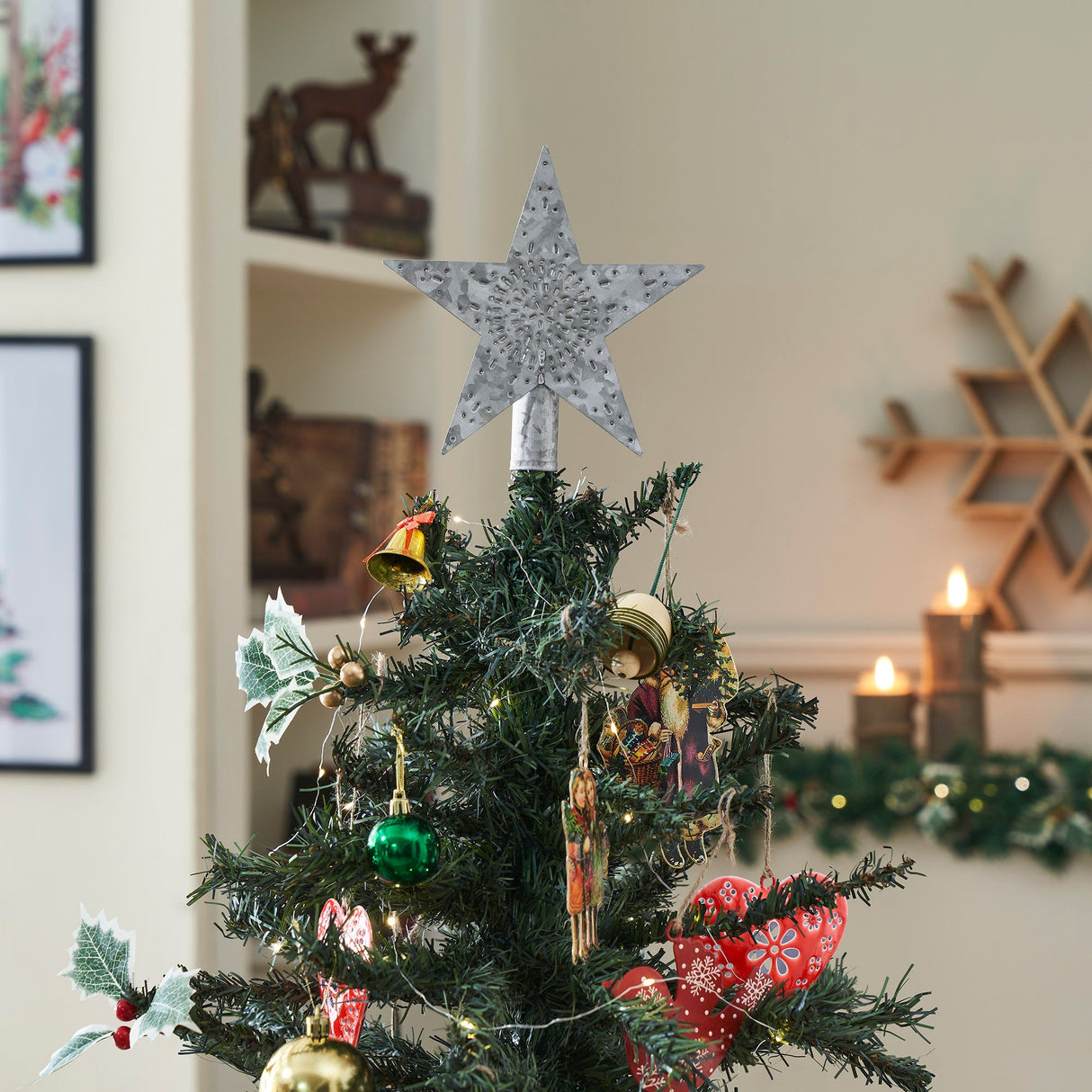 Punched Metal Star Tree Topper 6.75x6.75x1