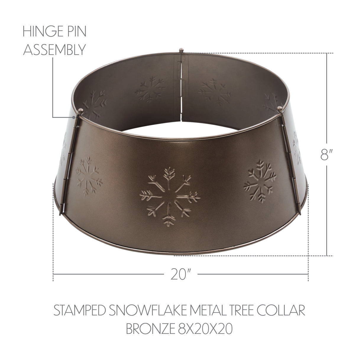 Stamped Snowflake Metal Tree Collar 8x20x20