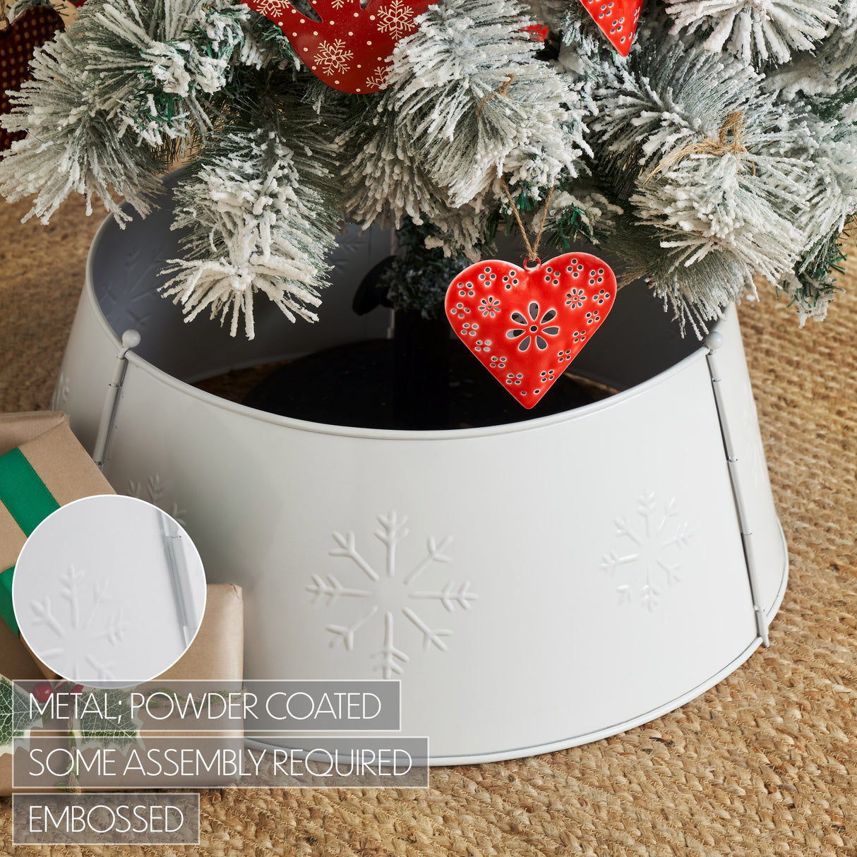 Stamped Snowflake Metal Tree Collar 8x20x20