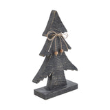 Three-Tiered Pine Distressed Dark Grey Wooden Tree
