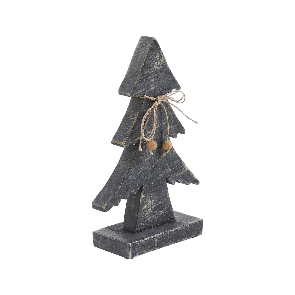 Three-Tiered Pine Distressed Dark Grey Wooden Tree