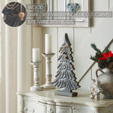 Six-Tiered Pine Distressed Dark Grey Wooden Tree 16.5x9.25x2.5