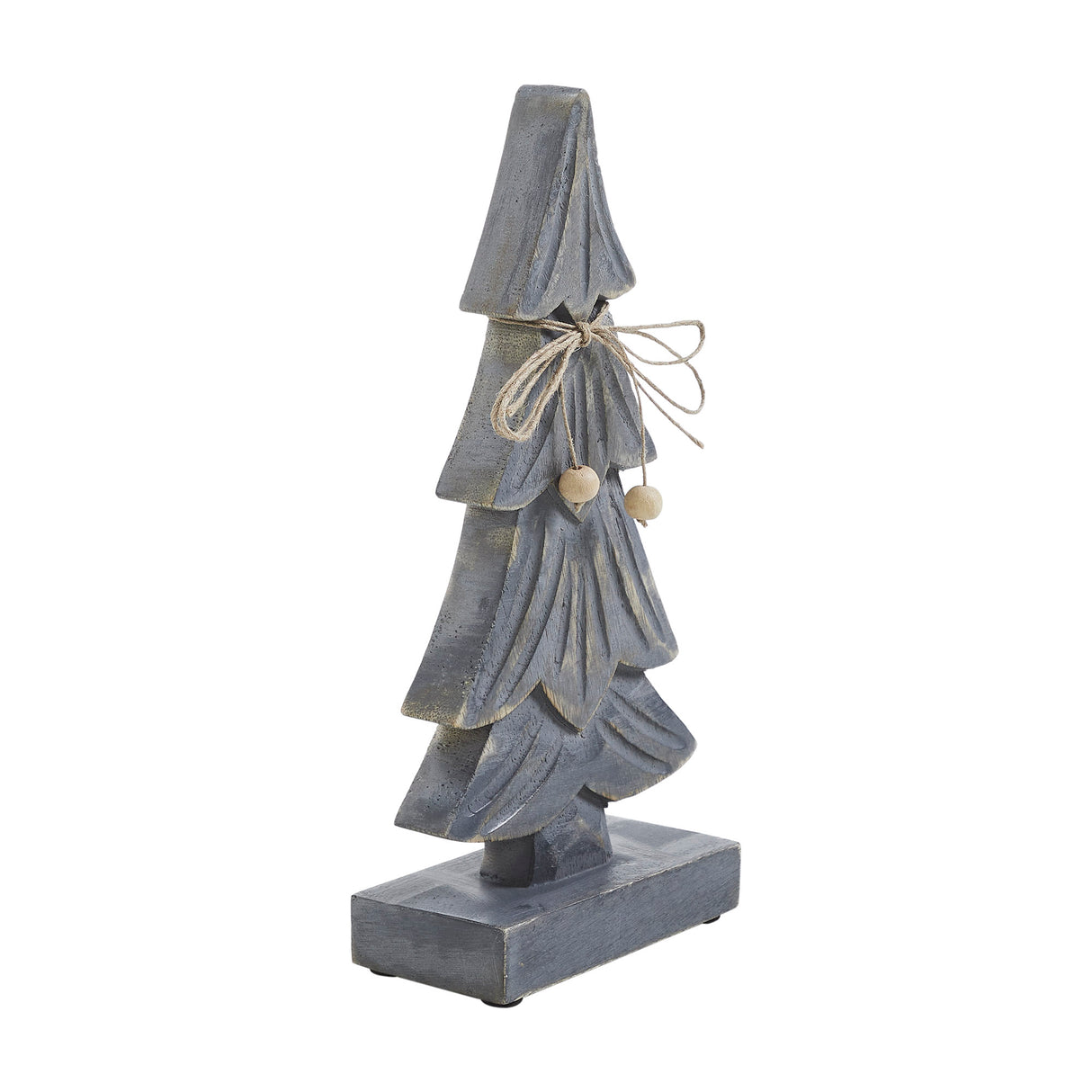 VHC Brands 2PC Four-Tiered Pine Distressed Dark Grey Wooden Tree ,Small and Large