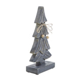 VHC Brands 2PC Four-Tiered Pine Distressed Dark Grey Wooden Tree ,Small and Large