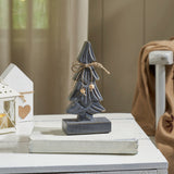 Four-Tiered Pine Distressed Dark Grey Wooden Tree