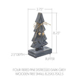 VHC Brands 2PC Four-Tiered Pine Distressed Dark Grey Wooden Tree ,Small and Large