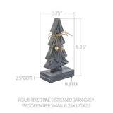 Four-Tiered Pine Distressed Dark Grey Wooden Tree