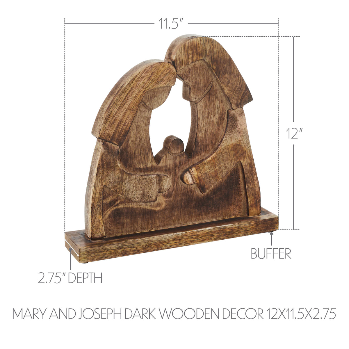 Joseph Decore Mary and Joseph Dark Wooden Decor 12x11.5x2.75 – VHC Brands Home Decor