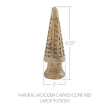 VHC Brands 3PC Natural Wooden Carved Cone Tree ,Small Meduim and Large
