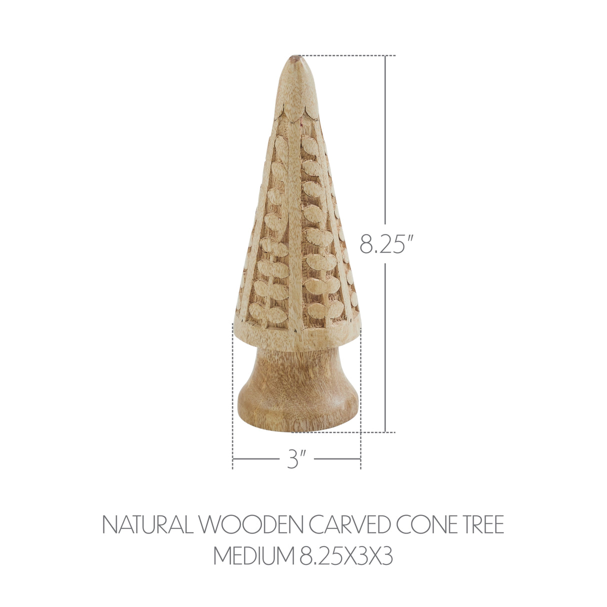 VHC Brands 3PC Natural Wooden Carved Cone Tree ,Small Meduim and Large