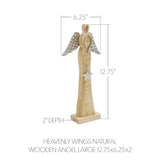 VHC Brands 2PC Heavenly Wings Natural Wooden Angel ,Small and Large