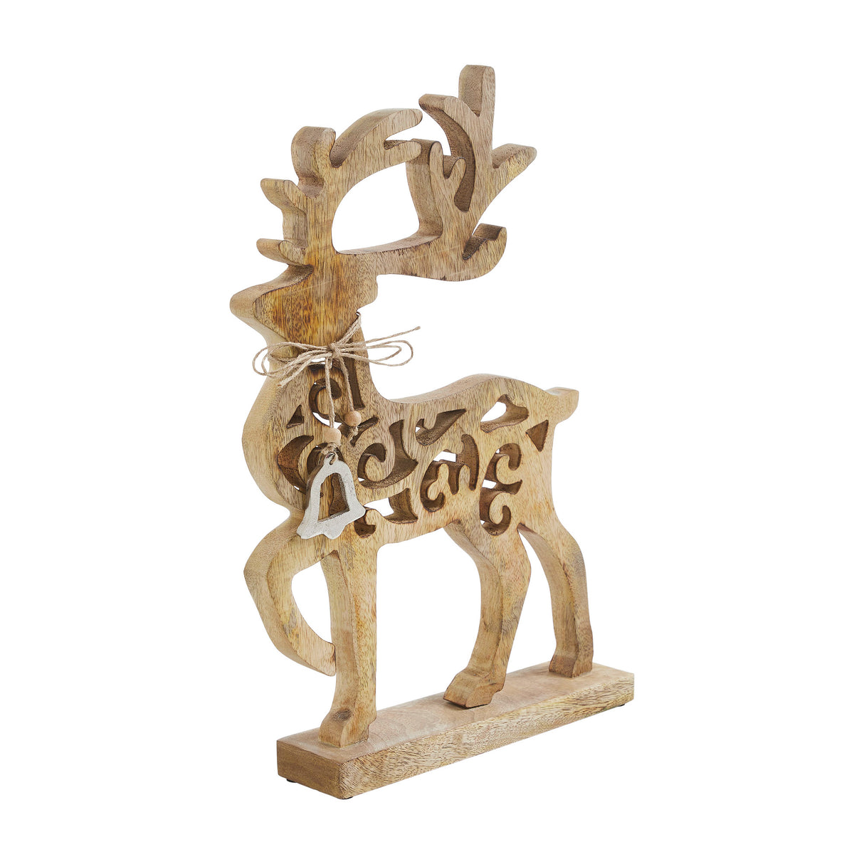 VHC Brands 2PC Ornate Prancer Wooden Reindeer ,Small and Large