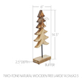 VHC Brands 2PC Two-Tone Natural Wooden Tree ,Small and Large