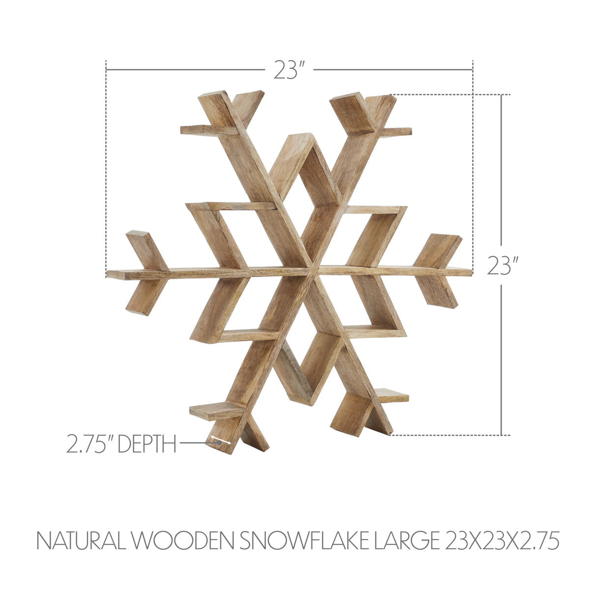 VHC Brands 2PC Natural Wooden Snowflake ,Small and Large