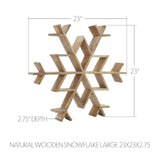 VHC Brands 2PC Natural Wooden Snowflake ,Small and Large