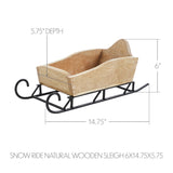 Snow Ride Natural Wooden Sleigh 6x14.75x5.75