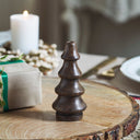 Dark Finish Four-Tiered Hand Turned Wooden Tree