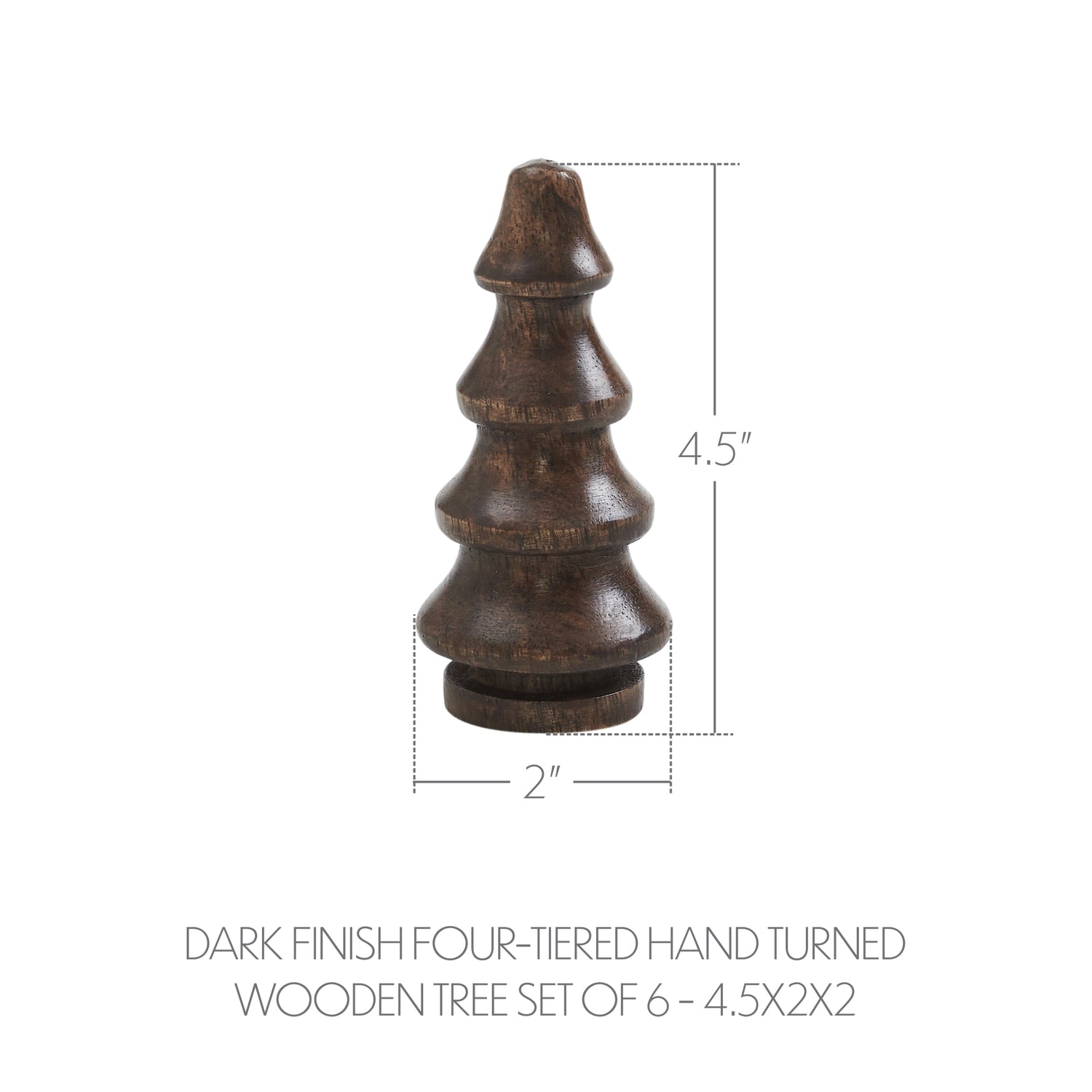 Dark Finish Four-Tiered Hand Turned Wooden Tree