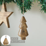 Natural Three-Tiered Hand Turned Wooden Tree 4.5x2x2 Set of 6