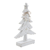 VHC Brands 2PC Festive Fir Distressed White Wooden Tree ,Small and Large