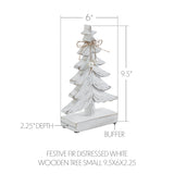 VHC Brands 2PC Festive Fir Distressed White Wooden Tree ,Small and Large