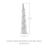 VHC Brands 2PC Distress White Wooden Cone Tree ,Small and Large