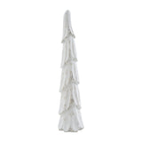 VHC Brands 2PC Distress White Wooden Cone Tree ,Small and Large