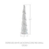 VHC Brands 2PC Distress White Wooden Cone Tree ,Small and Large