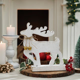 Winter Walk Distressed White Wooden Reindeer