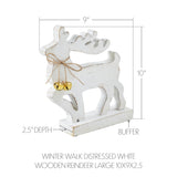 VHC Brands 2PC Winter Walk Distressed White Wooden Reindeer ,Small and Large