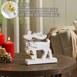 Winter Walk Distressed White Wooden Reindeer