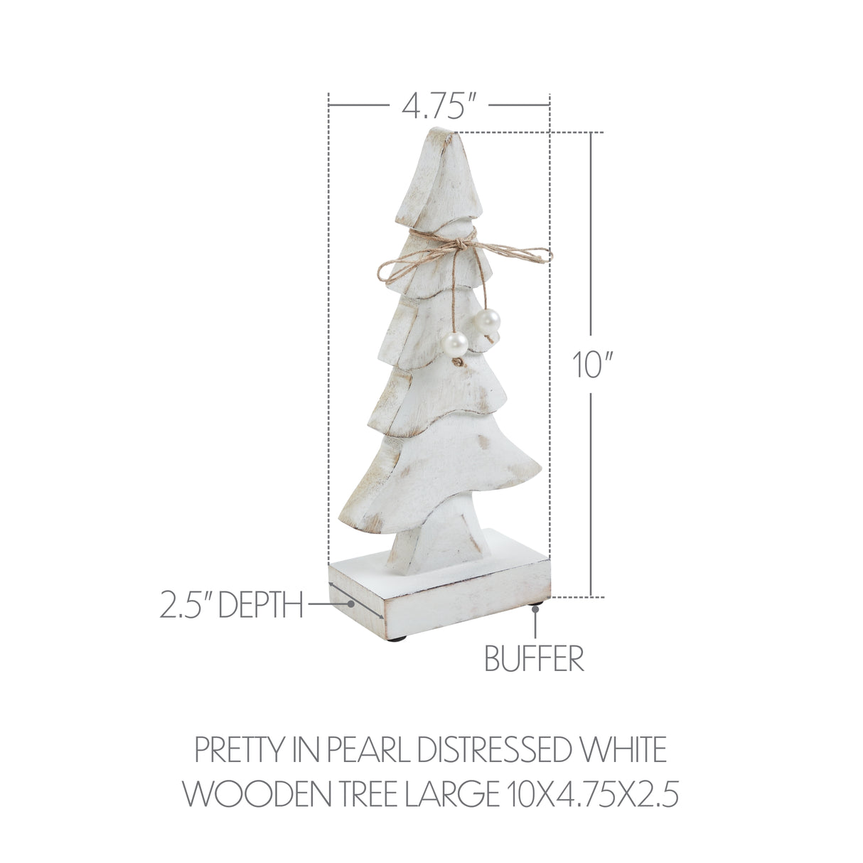 VHC Brands 2PC Pretty in Pearl Distressed White Wooden Tree ,Small and Large