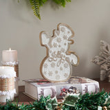 White Washed Jolly Natural Wooden Snowman 8x6x1