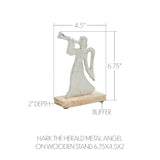 Hark the Herald Metal Angel on Wooden Stand 6.75x4.5x2