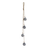 Tarnished Metal Decorative Bells on Jute Hanging Rope 23.5x2.5x2.5