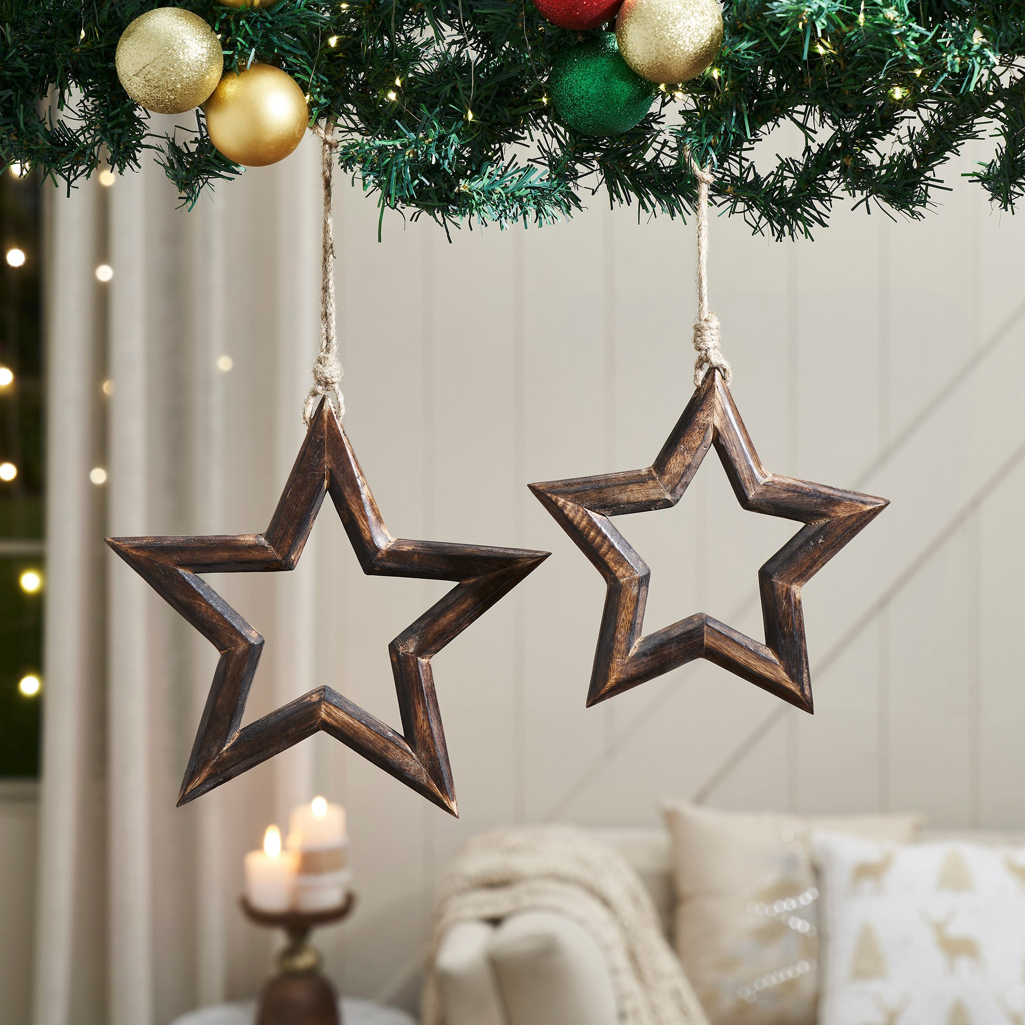 Dark Wooden Star Ornament Set of 2 - 8/9.75 inch – VHC Brands Home