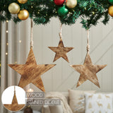 Distressed Dark Wooden Star Ornament Set of 3 - 5.5/8/10 inch