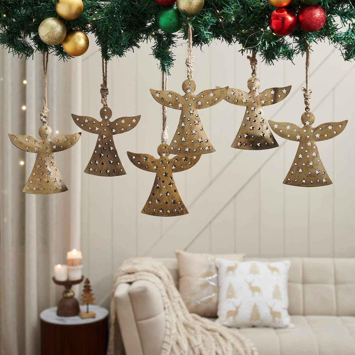 Metal Angel Ornament Set of 6 - 6.5 inch