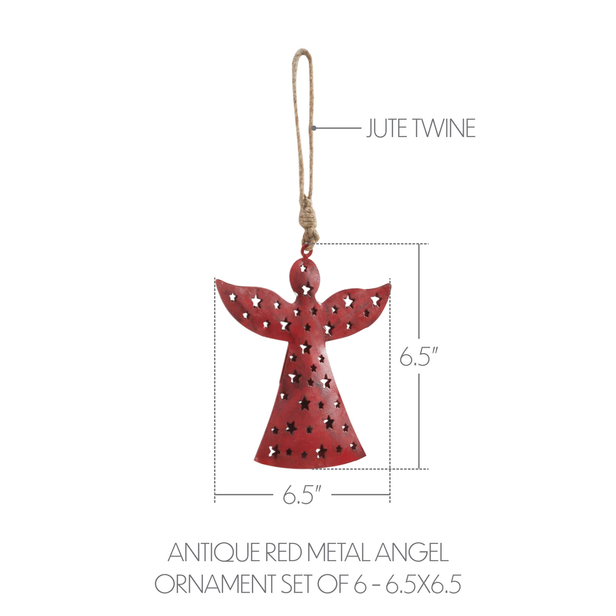 Metal Angel Ornament Set of 6 - 6.5 inch