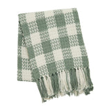Pistachio Woven Check Throw Blanket with Fringe 50x60