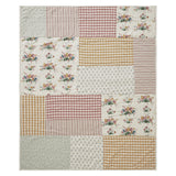 Rosehill Cottage Floral Patchwork Cotton Throw - 50x60 Dusty Rose & Natural Lightweight Summer Quilt