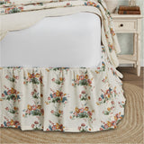 Rosehill Cottage Floral Cotton Bed Skirt 16 in Dusty Rose & Natural Vintage Botanical Bedding