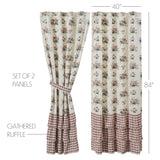Rosehill Cottage Floral & Gingham Ruffled Cotton Curtain Panel Set