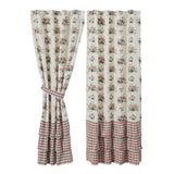 Rosehill Cottage Floral & Gingham Ruffled Cotton Curtain Panel Set
