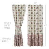 Rosehill Cottage Floral & Gingham Ruffled Cotton Curtain Panel Set