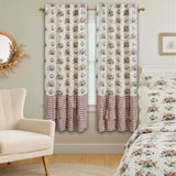 Rosehill Cottage Floral & Gingham Ruffled Cotton Curtain Panel Set