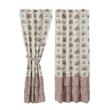 Rosehill Cottage Floral & Gingham Ruffled Cotton Curtain Panel Set