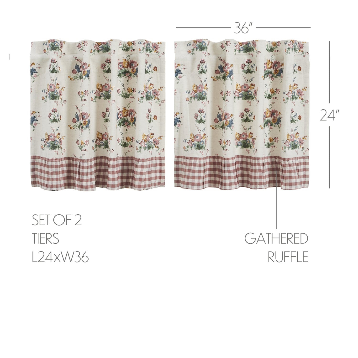 Rosehill Cottage Floral & Gingham Ruffled Cotton Tier Set